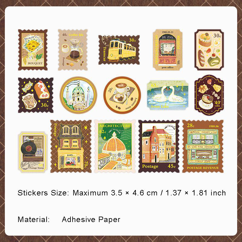30 Pcs Postage Stamp Stickers CFYX
