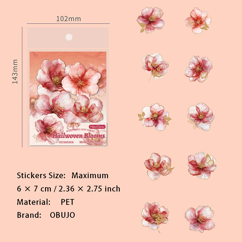 20 Pcs Flower Petal PET Stickers HWHY
