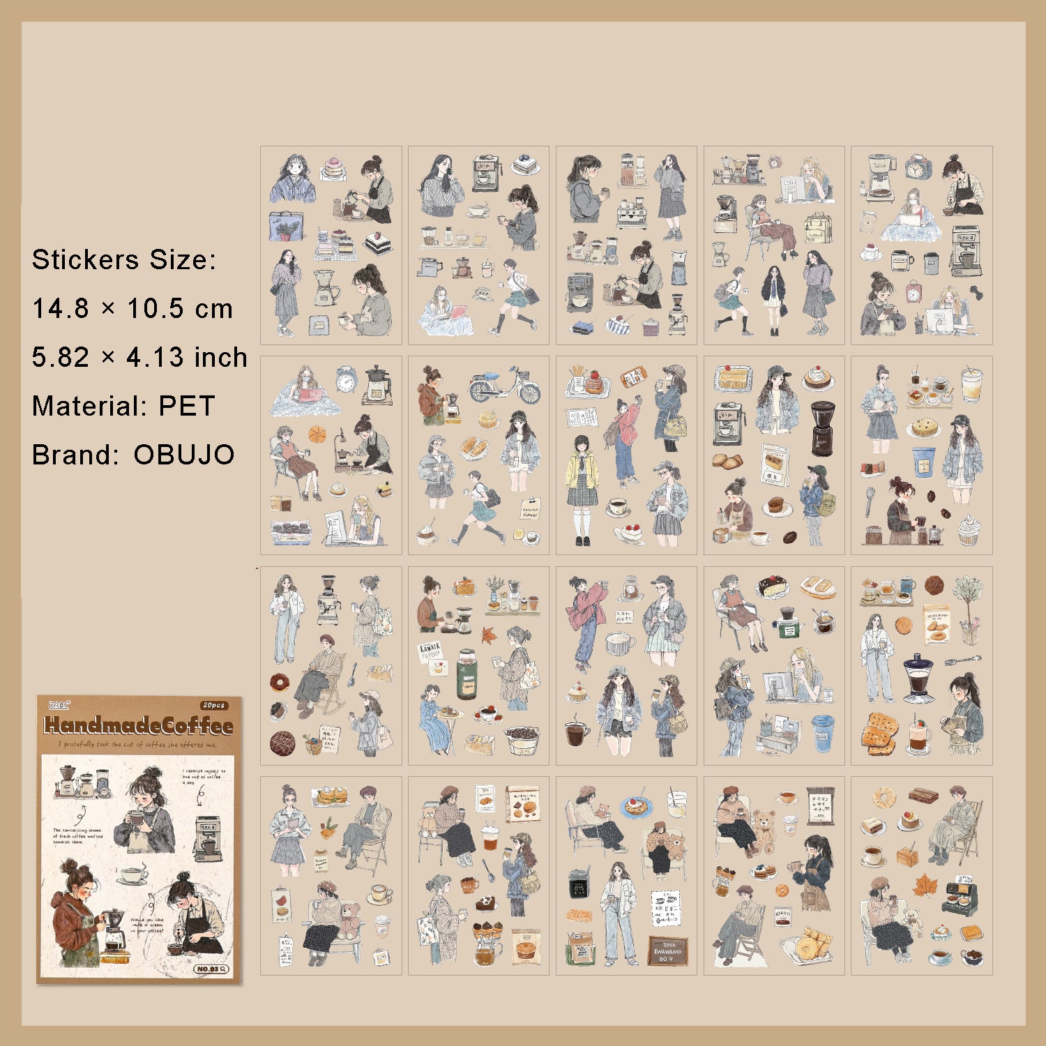 20 Sheets School Lifestyle PET Stickers SXNH