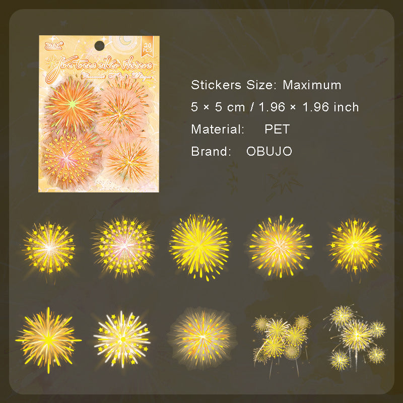 20 Pcs Firework PET Stickers YGYY