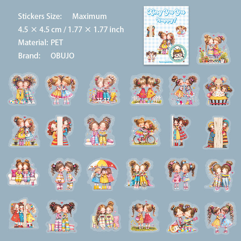 50 Pcs Cute Little Girl PET Stickers XYYXL
