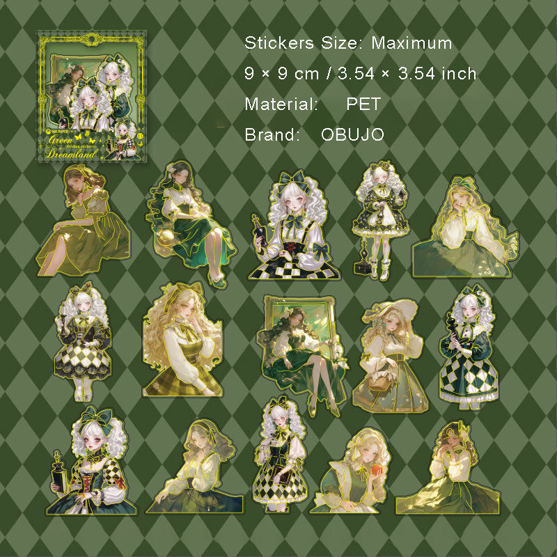 15 Pcs Fantasy Cartoon Girl PET Stickers HMHEZ