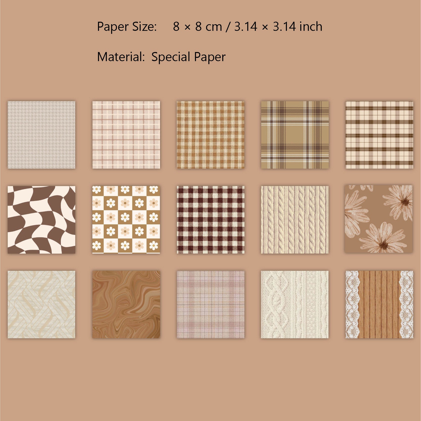 30 Pcs Floral Grid Basic Scrapbook Paper BWZX