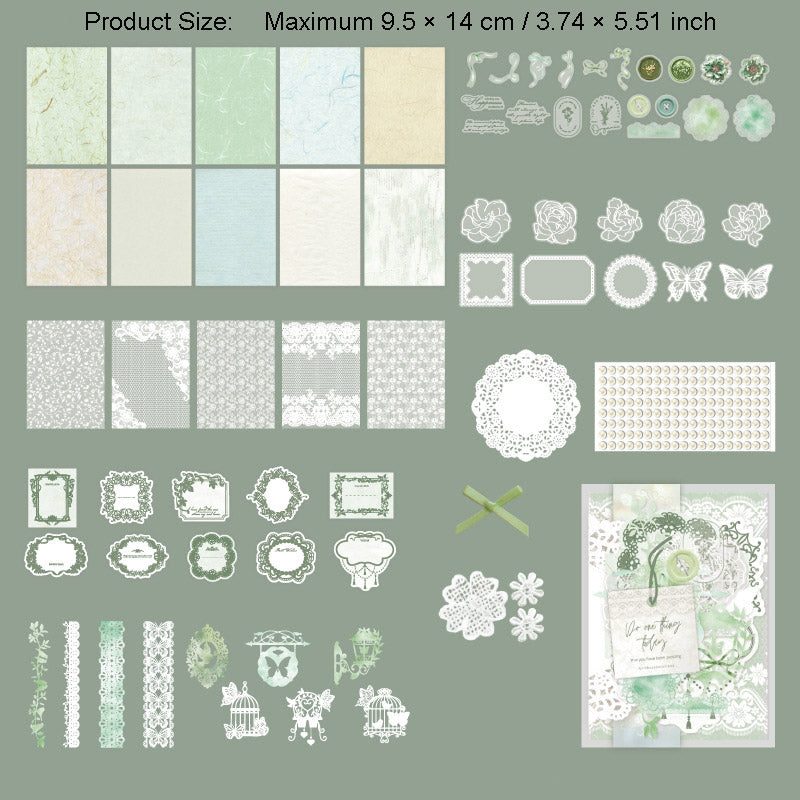 126 Pcs Lace Theme Scrapbook Supplies Kit SHDSJ