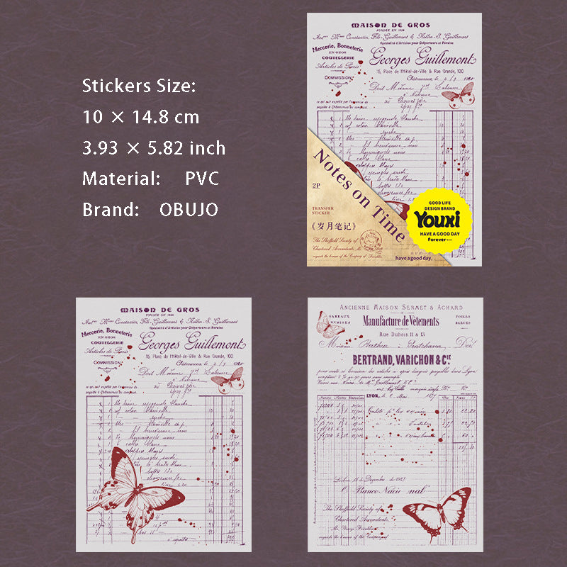 2 Sheets Vintage Transfer Stickers SYBJ