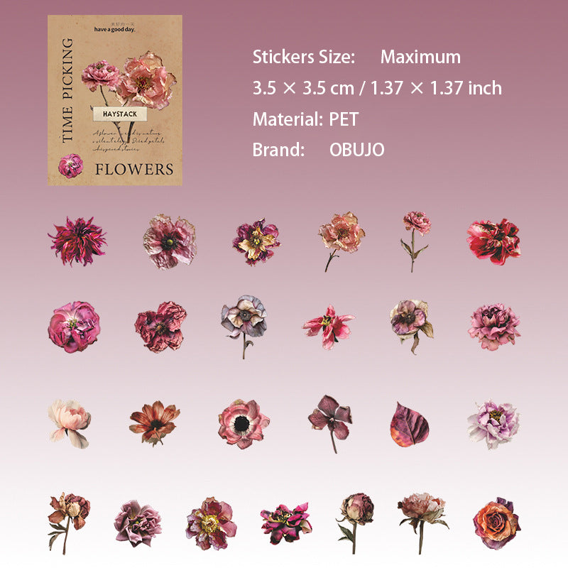 25 Pcs Vintage Flower Stickers SGSHJ