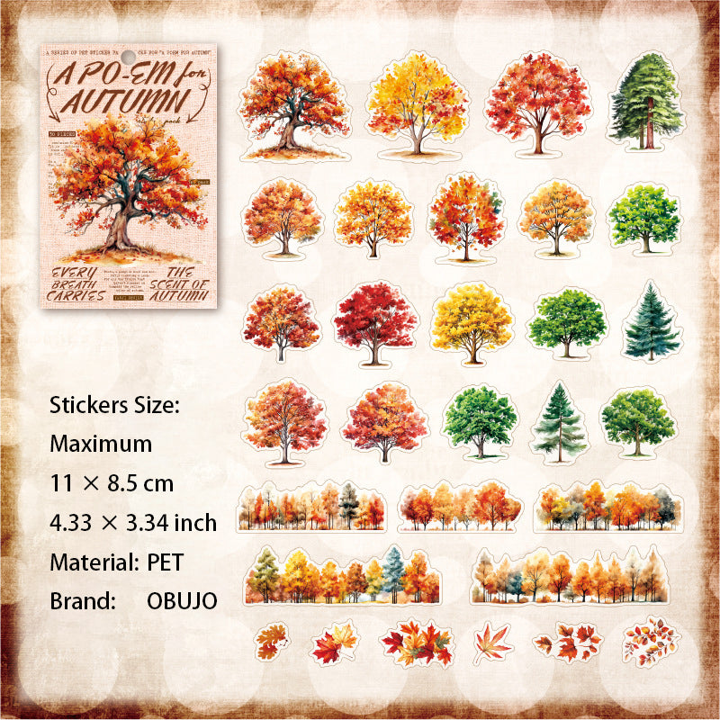30 Pcs Autumn Themed PET Stickers XGQTDS