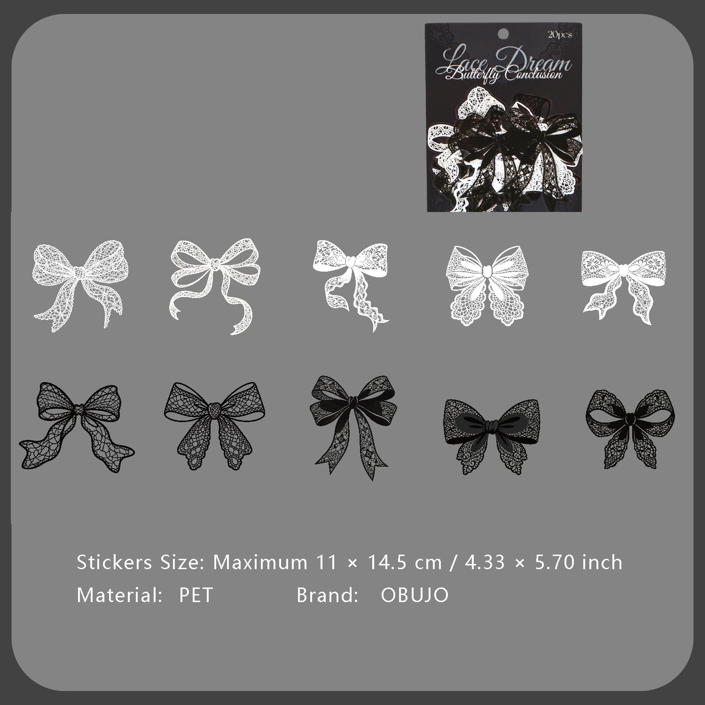 20 Pcs Lace Frame Corner PET Stickers LSQM