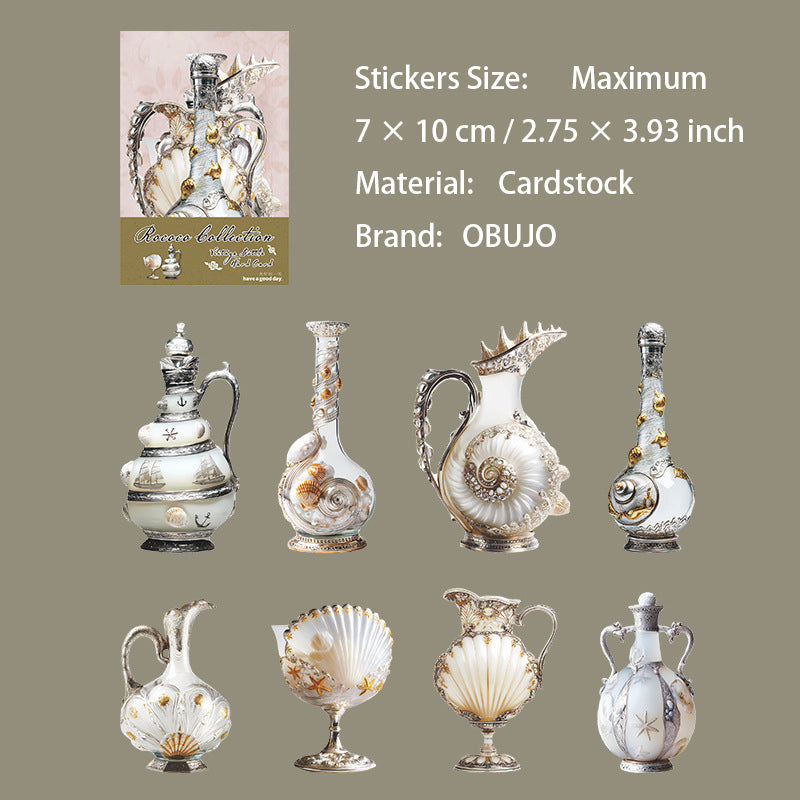 8 Pcs Rococo Glass Bottle Cardstock Stickers LKKDC