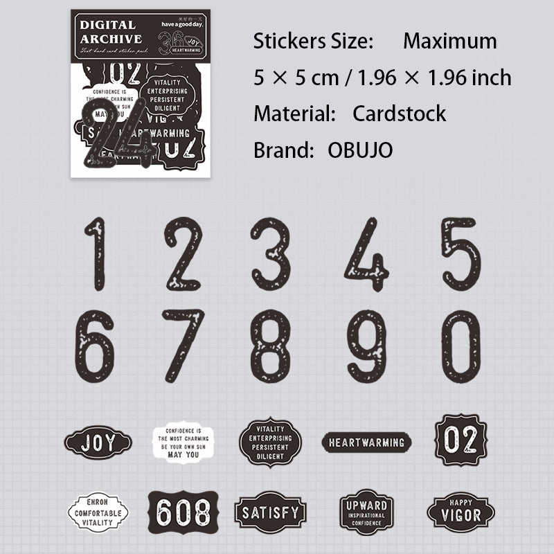 20 Pcs Vintage Number Cardstock Stickers SZCD