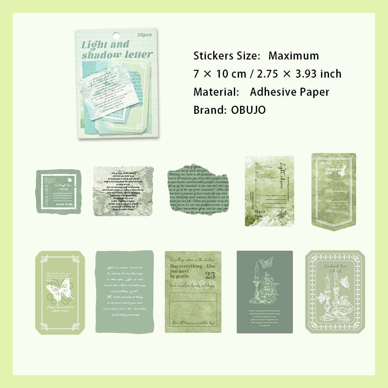 20 Pcs Vintage Journal Stickers GYXJ