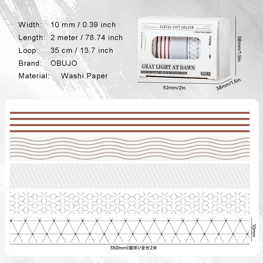 5 Rolls Basic Washi Tape Set QMHF