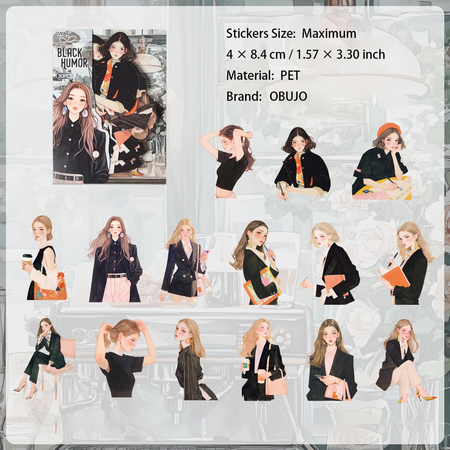 30 Pcs Girl Lifestyle PET Stickers SHSP
