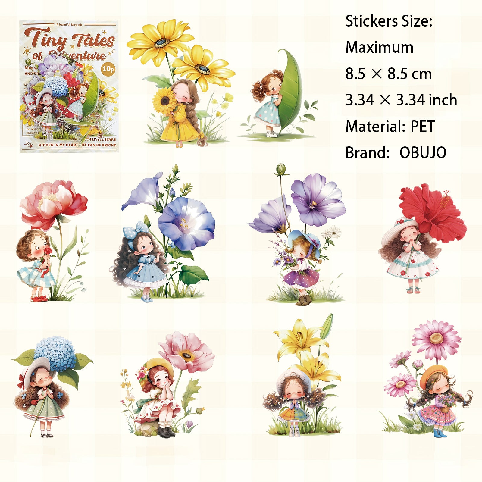 10 Pcs Fantasy Kids PET Stickers MNQYJ