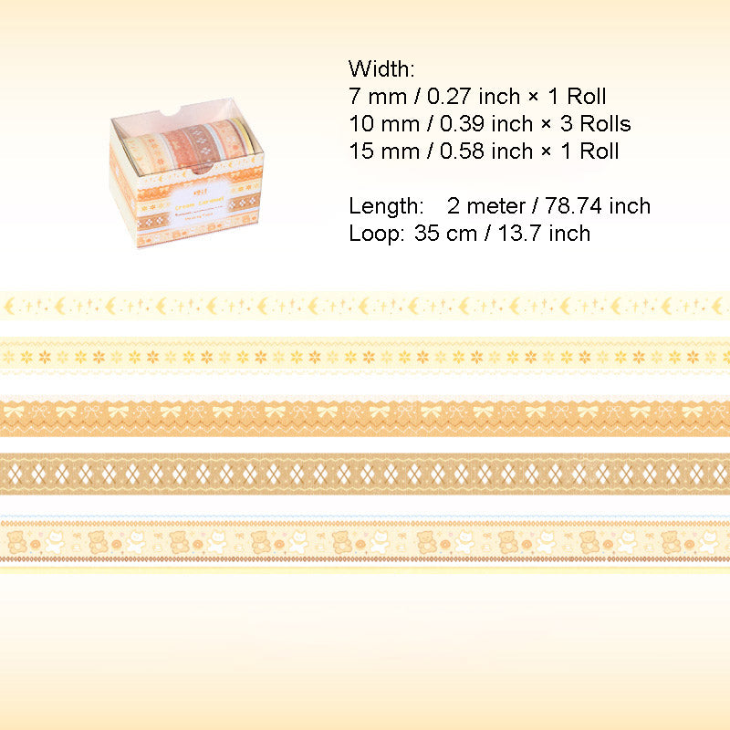 5 Rolls Light Color Washi Tape Set MYFED