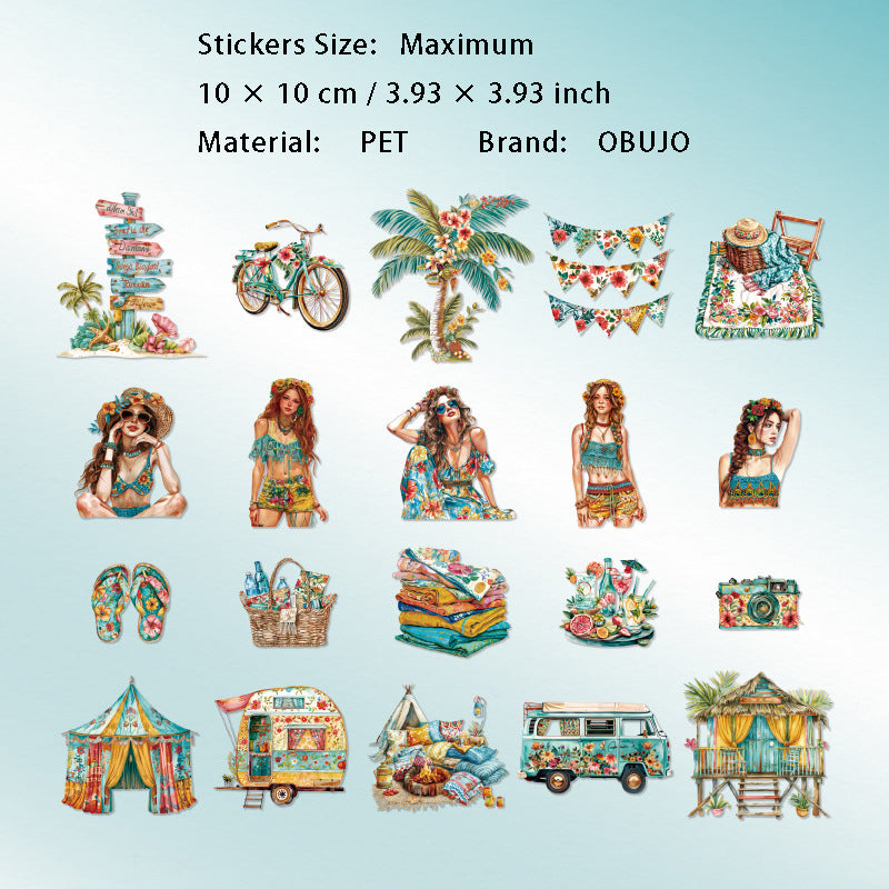 20 Pcs Summer Life Cardstock Stickers BKSYXT