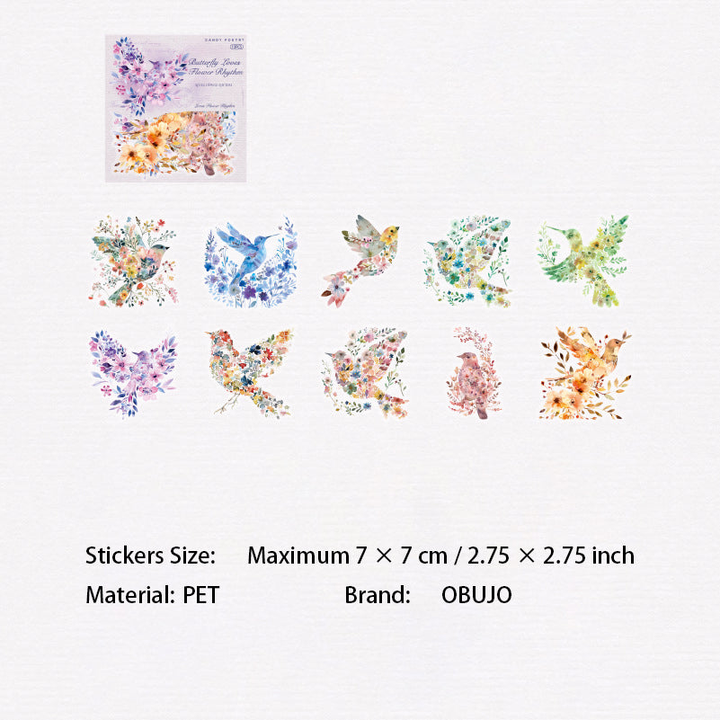 10 Pcs Floral World PET Stickers HHSJ