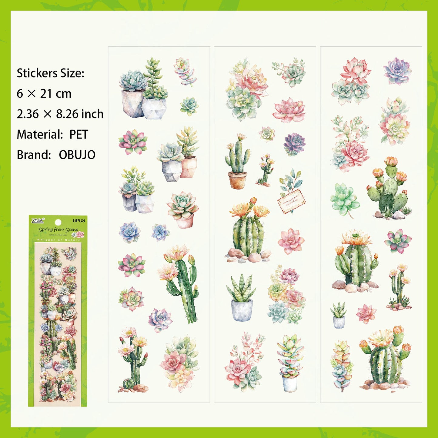 6 Sheets Vegetable Fruit PET Stickers ZRSG