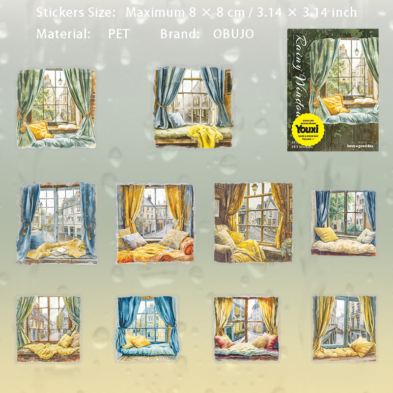 10 Pcs Windows Landscape PET Stickers CBTY