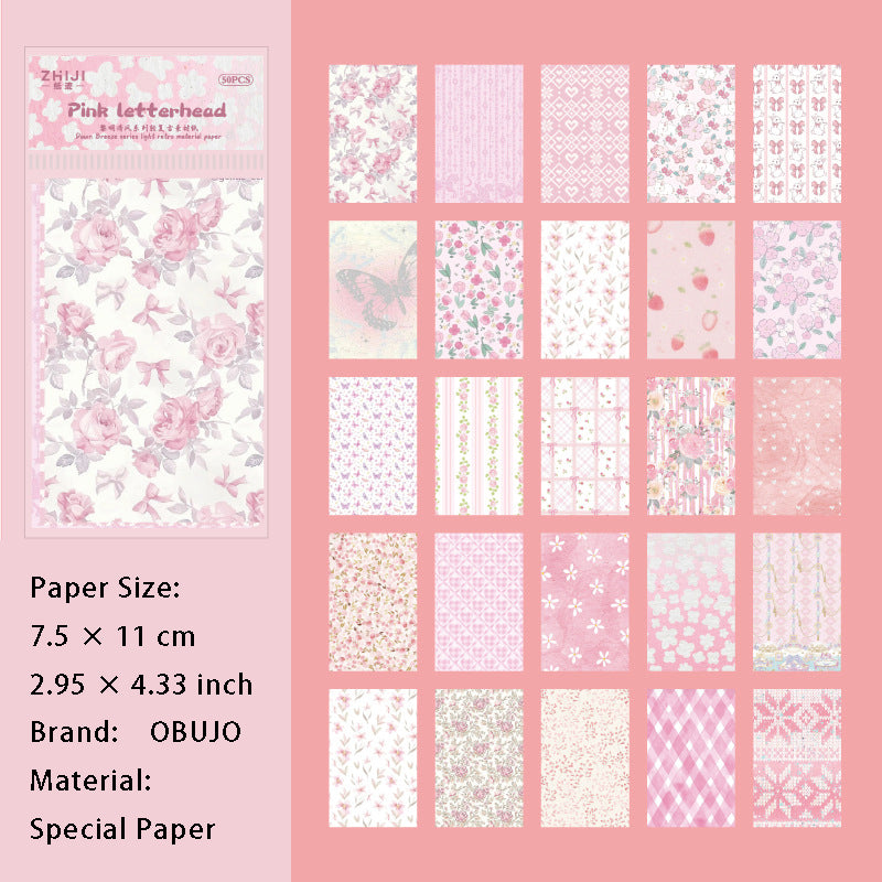 50 Pcs Floral Scrapbook Paper LMQF