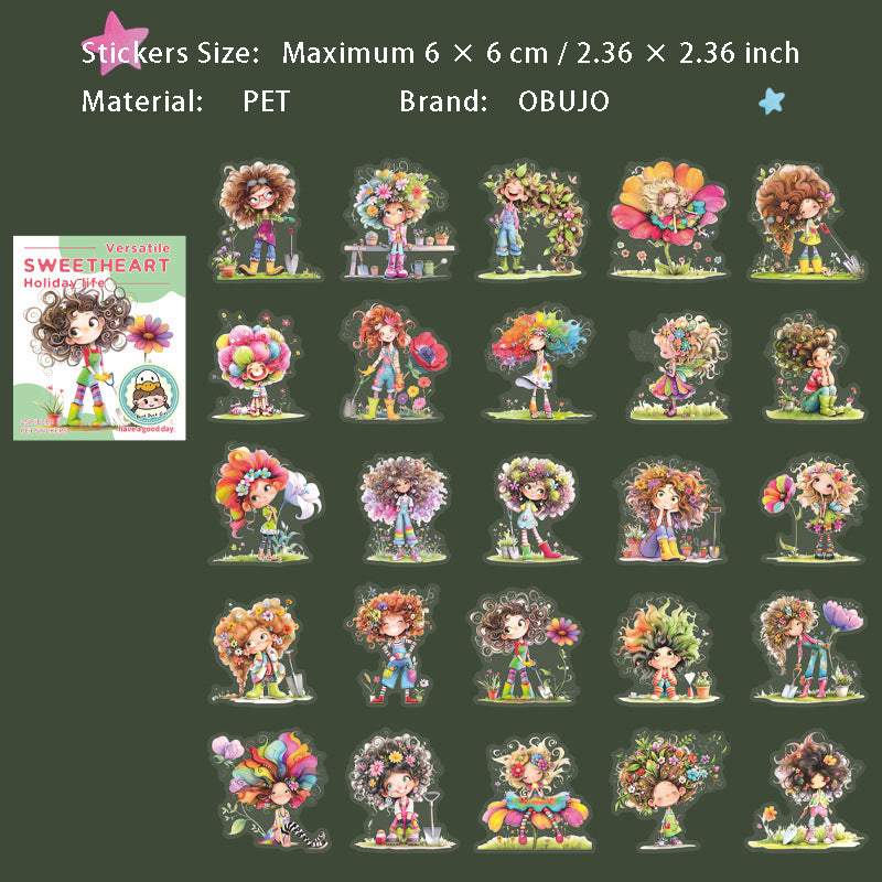 25 Pcs Cartoon Girl PET Stickers TXJQSH
