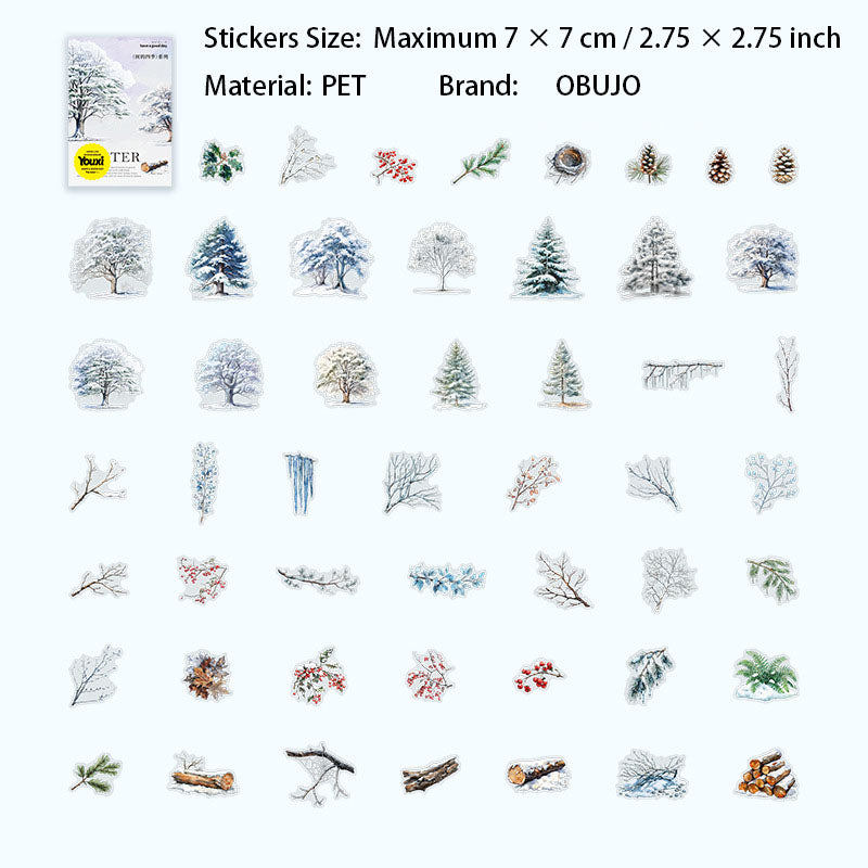 50 Pcs Seasonal Tree Leaf PET Stickers SDSJ