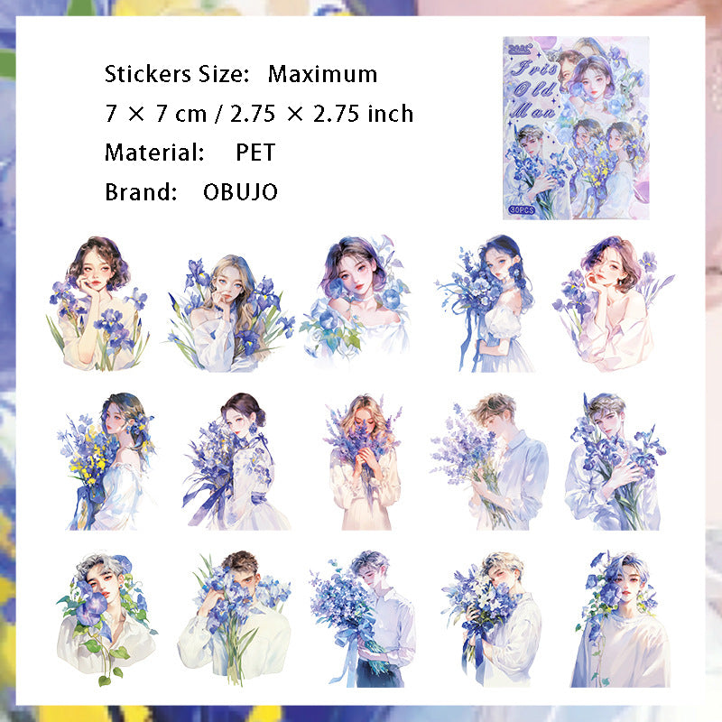 30 Pcs Flower Girl PET Stickers CYQG