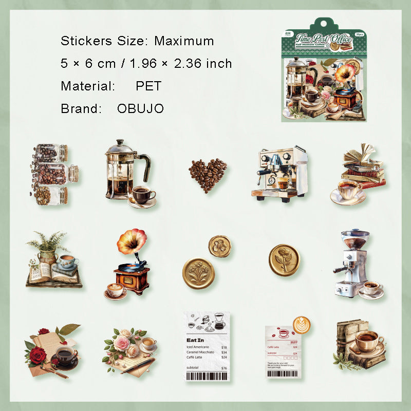 30 Pcs Coffee PET Stickers BKKF