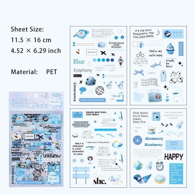 4 Sheet Creative Journal PET Stickers YJQX