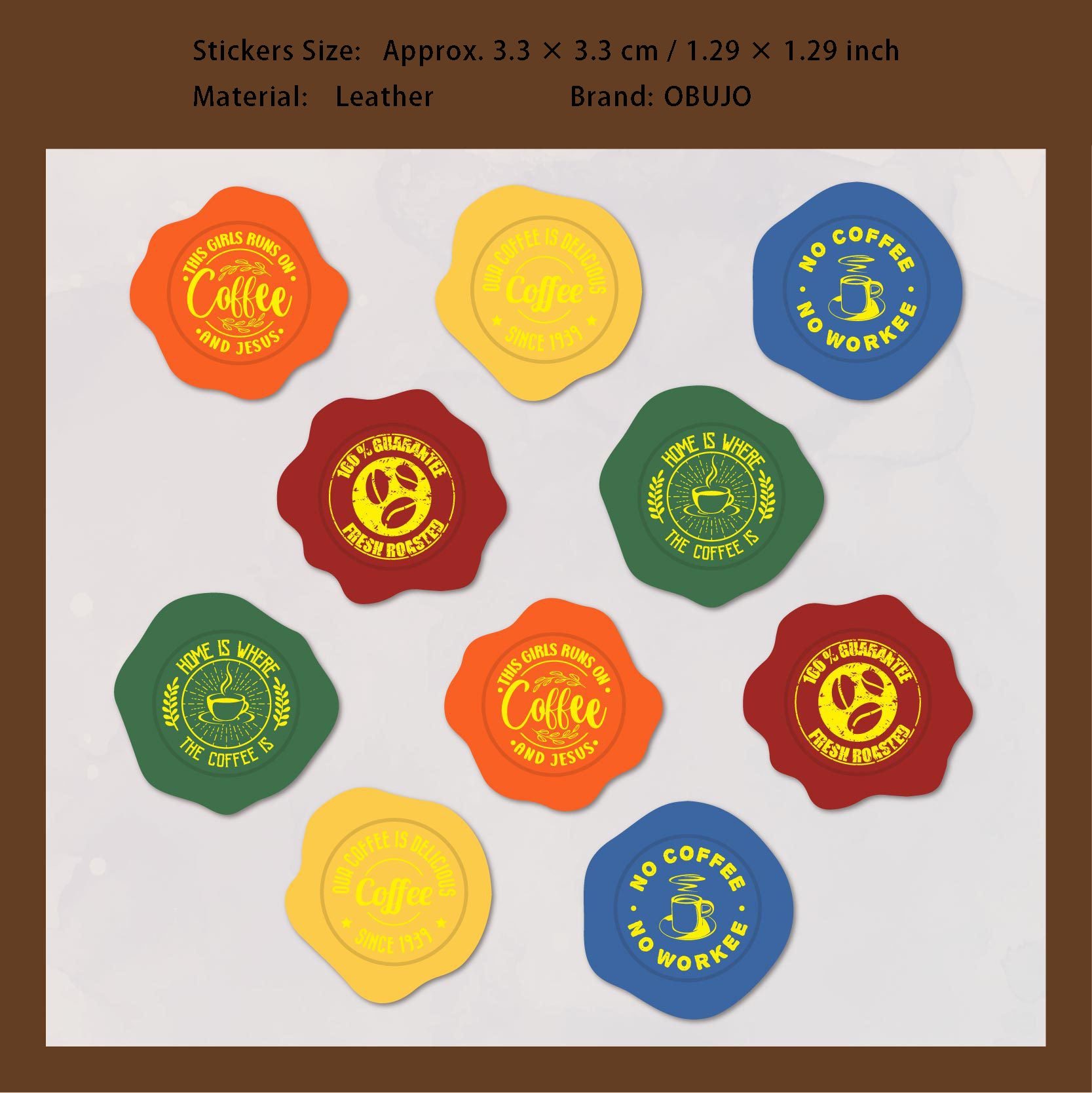 10 Pcs Gold Foil Leather Wax Seal Stickers ZYXL