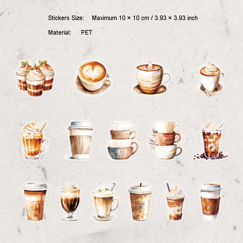 30 Pcs Coffee Themed PET Stickers MBKFW