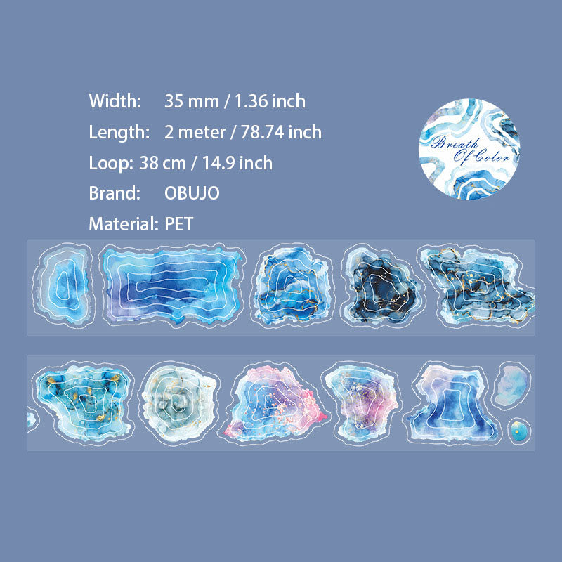 1 Roll Watercolor Spalash PET Stickers Tape SSHX