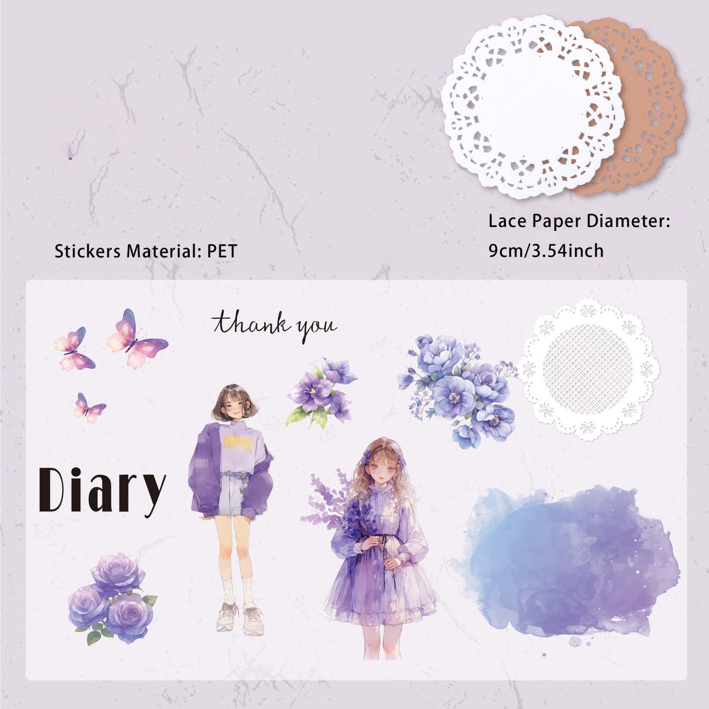 30 Pcs Lace Paper and Girl Stickers HYXL