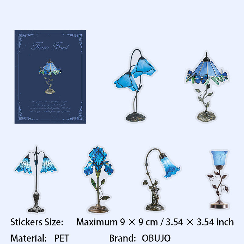 12 Pcs Flower Lamp PET Stickers HZXL