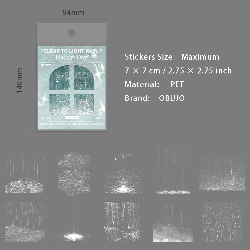 20 Pcs Rainy Theme PET Stickers JRYY