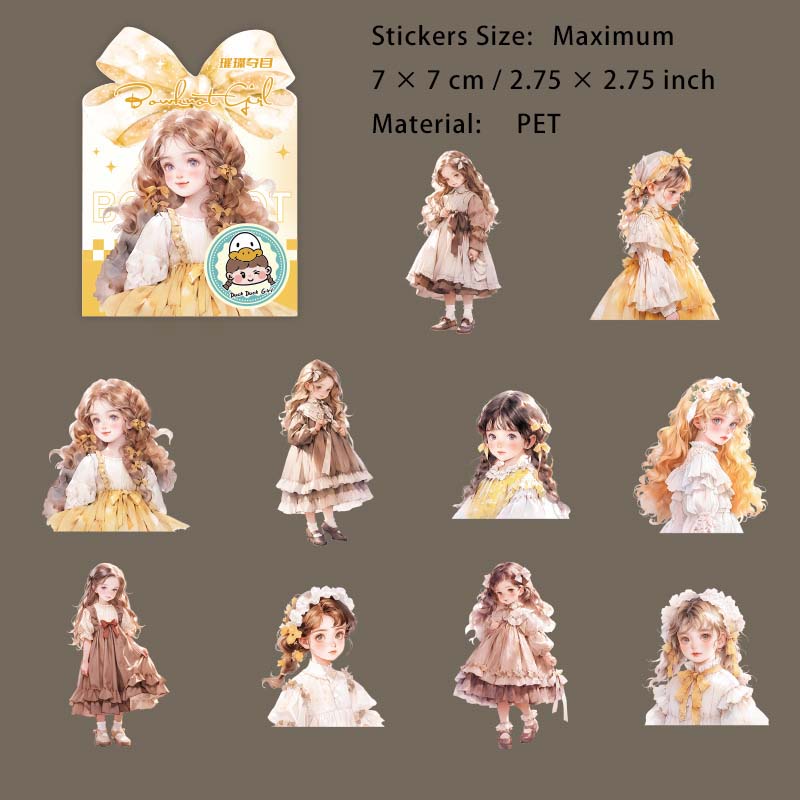 15 Pcs Glitter Bow Girl PET Stickers HDJNH