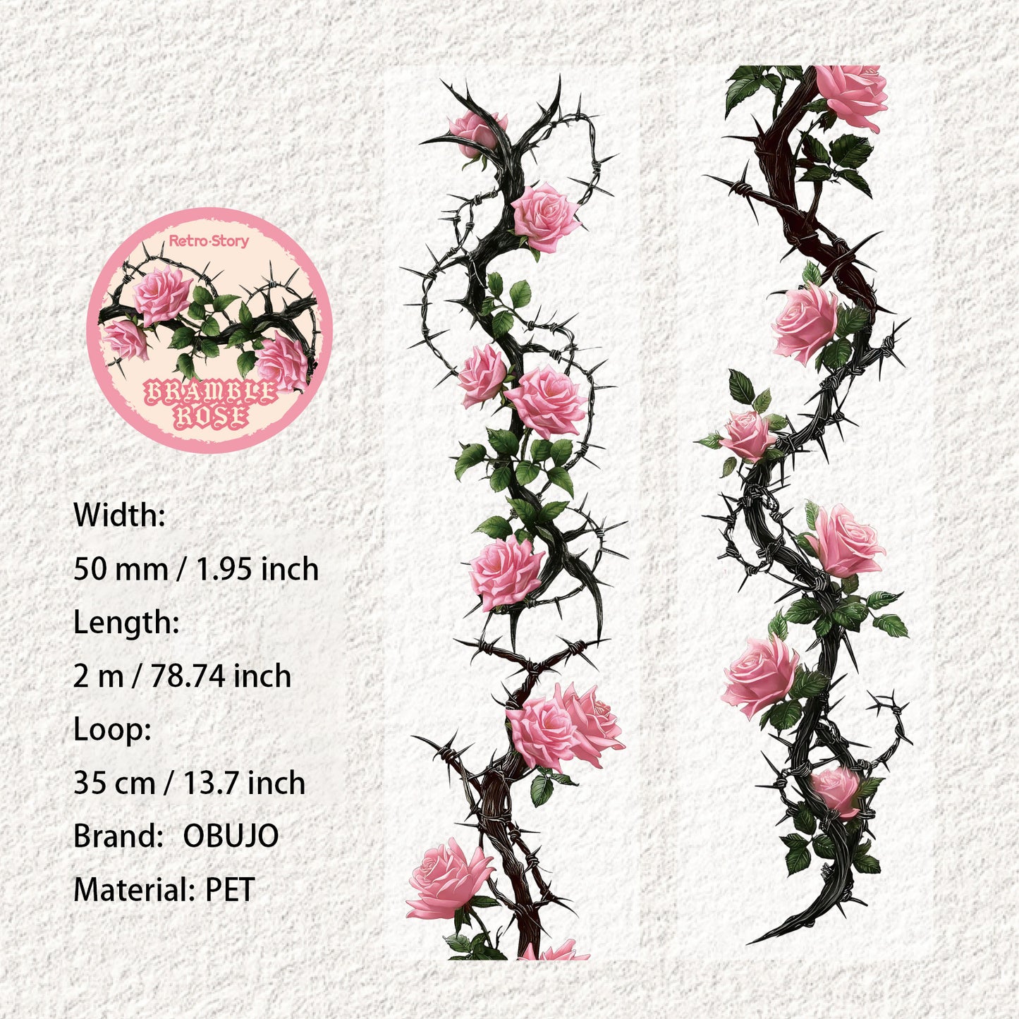 1 Roll Gothic Rose PET Tape JJMG