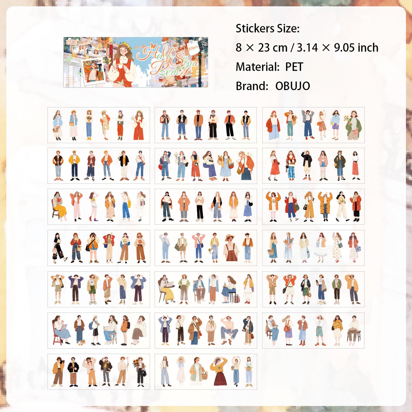 20 Sheets Fashion Girl Boy Stickers Book TYRJB