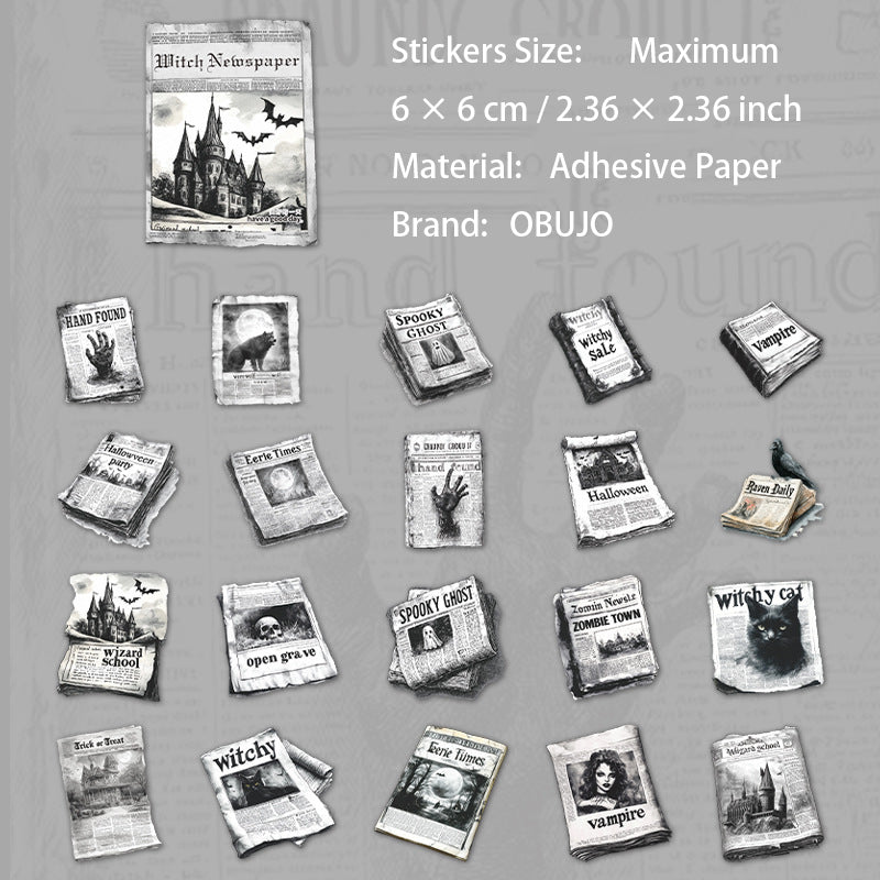 20 Pcs Dark Magic Newspaper Stickers MBBK