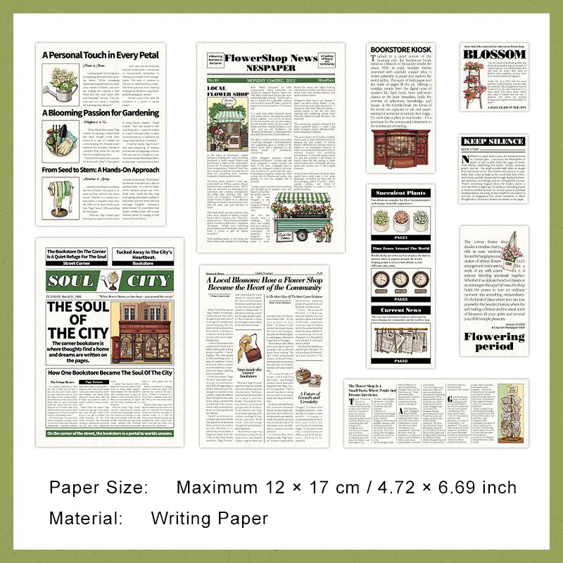 20 Pcs Newspaper Theme Scrapbook Paper JRJW