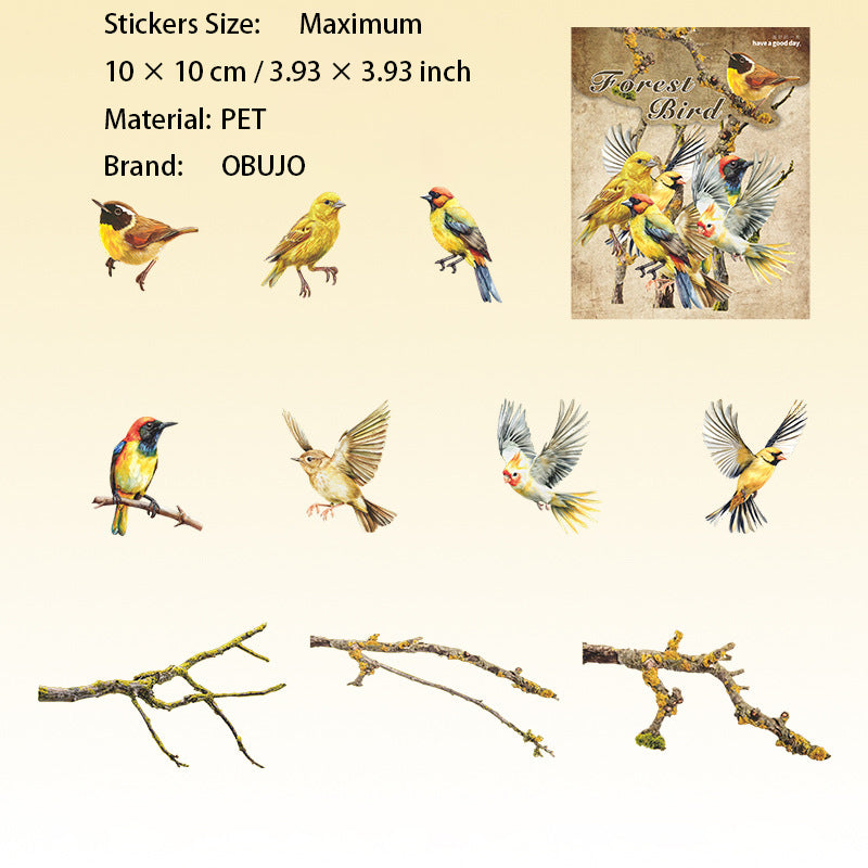 20 Pcs Flying Birds PET Stickers LJQY