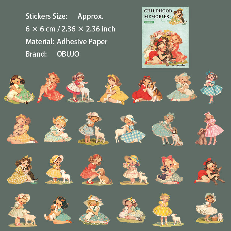 25 Pcs Girl Childhood Stickers TZWS