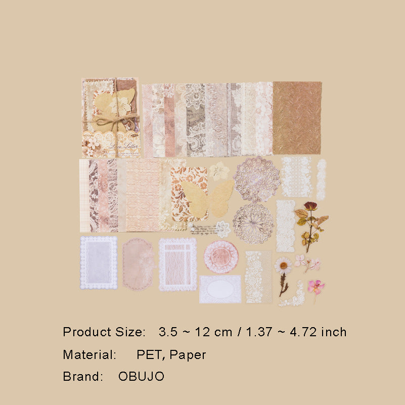 37 Pcs Junk Journal Paper and Stickers Kit FHPZ