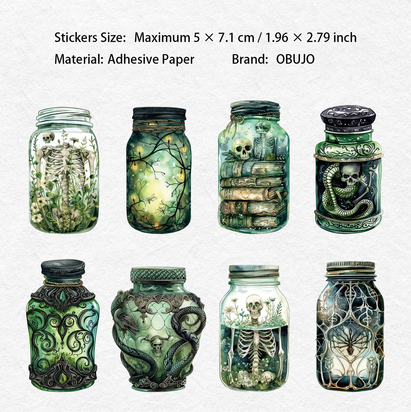 8 Pcs Gothic Magic Bottle Stickers MFPZ