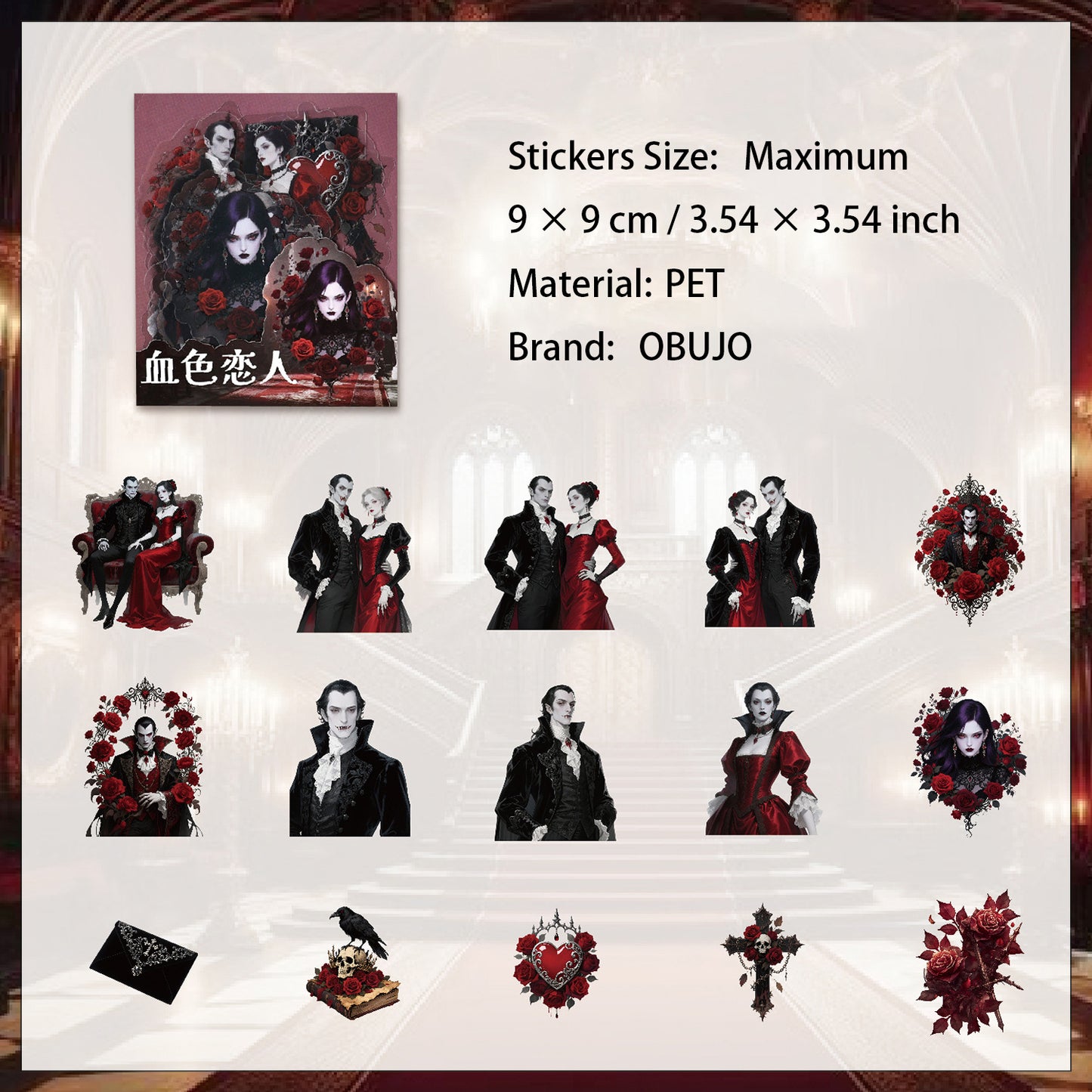 15 Pcs Gothic People PET Stickers GTWX