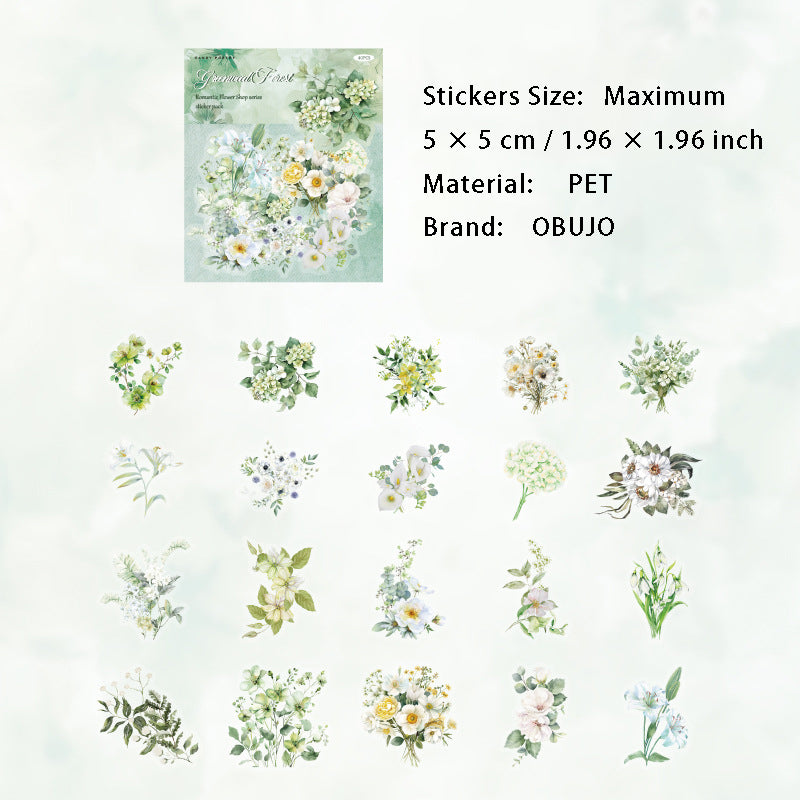 40 Pcs Flower PET Stickers LMHD