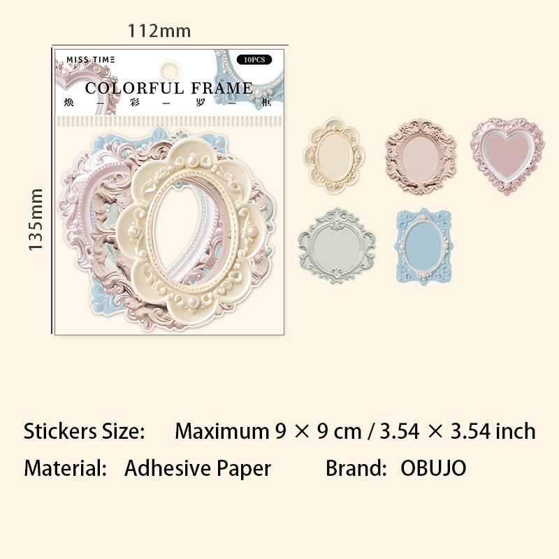 10 Pcs Vintage Frame Stickers GBQM
