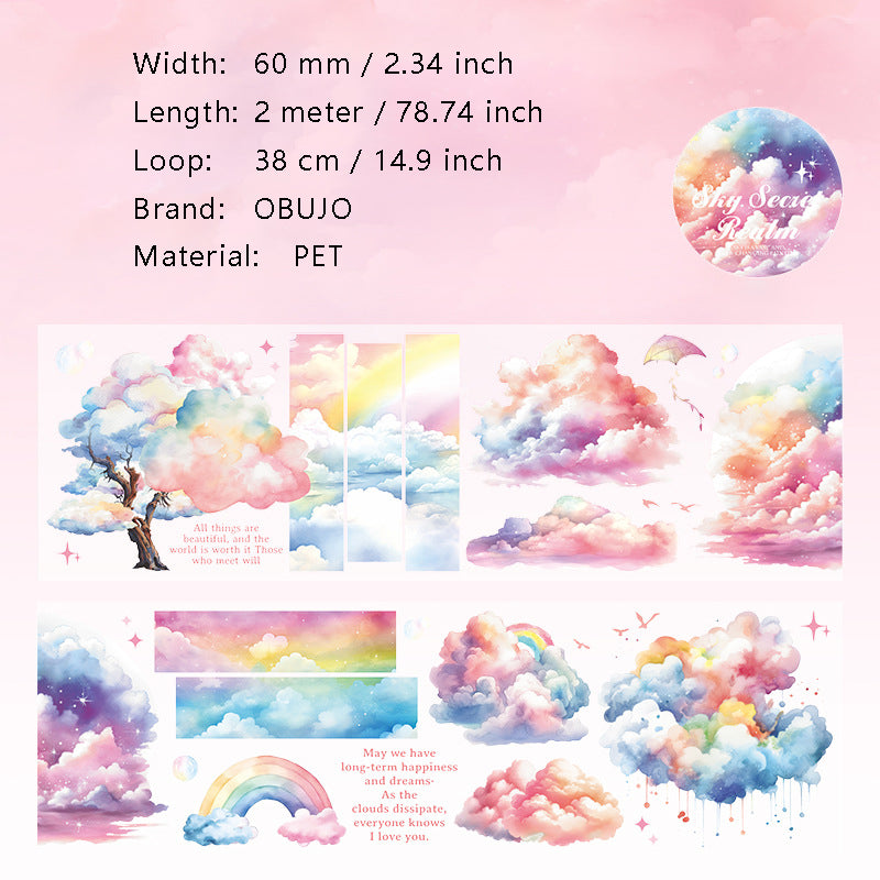 1 Roll Cloud Sky PET Stickers Tape TKMJ