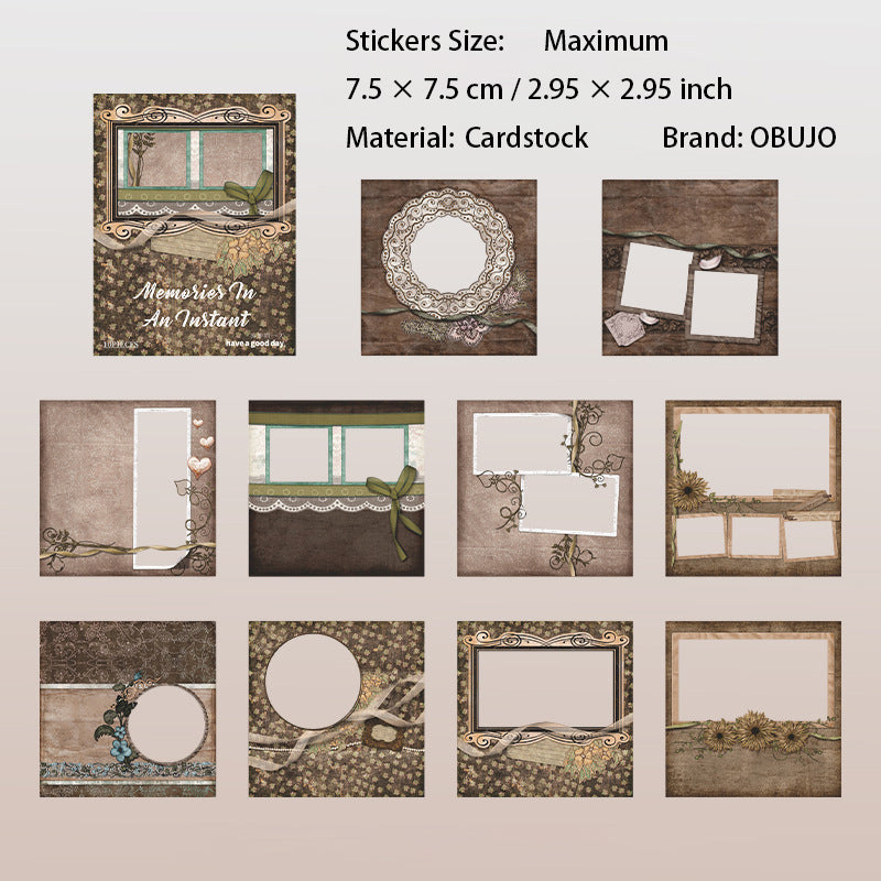 10 Pcs Vintage Frame Cardstock Stickers JYSJ