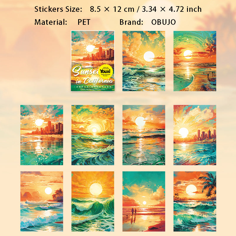 10 Pcs Sunset PET Stickers KZDRL